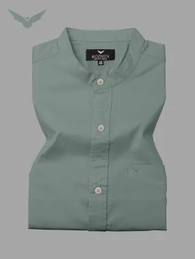 Mint Green Premium Super Soft Solid Cotton Mandarin Collar Shirt