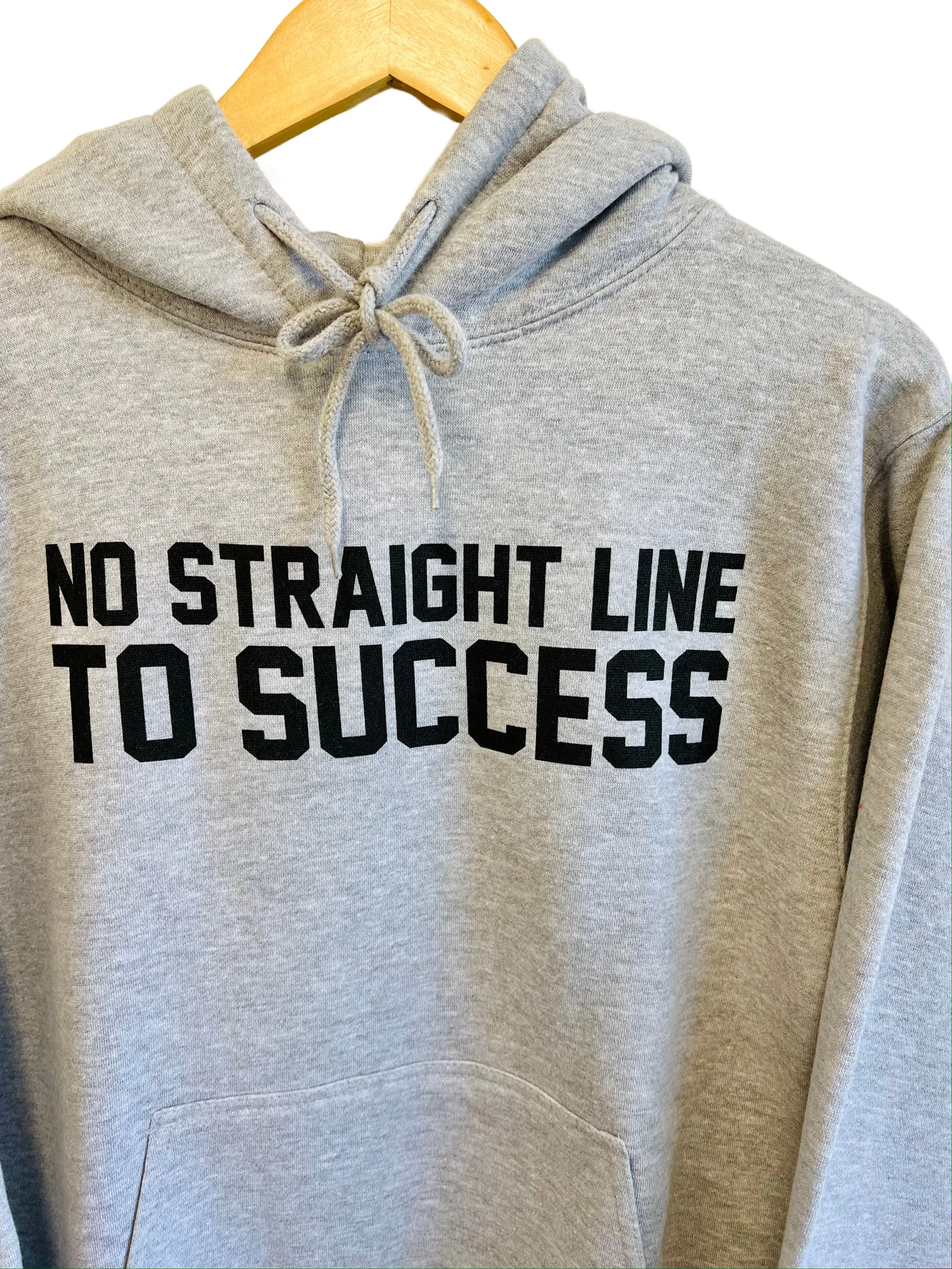 'NO STRAIGHT LINE TO SUCCESS' Unisex Grey Hoodie (2 Options)