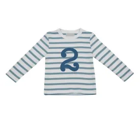 Ocean blue & white breton striped T shirt - 2