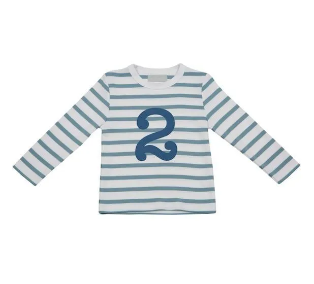 Ocean blue & white breton striped T shirt - 2