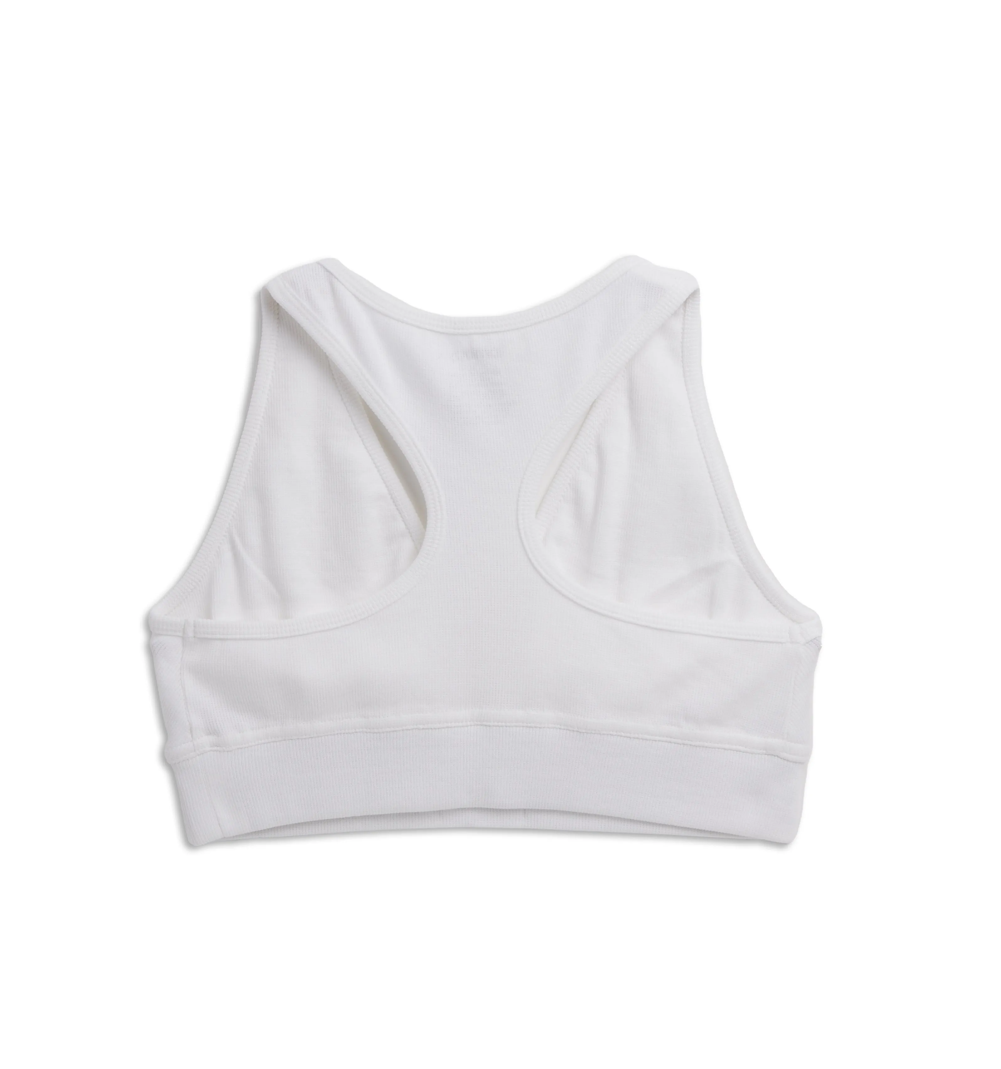 Organic Cotton Rib Plunge Bra - White