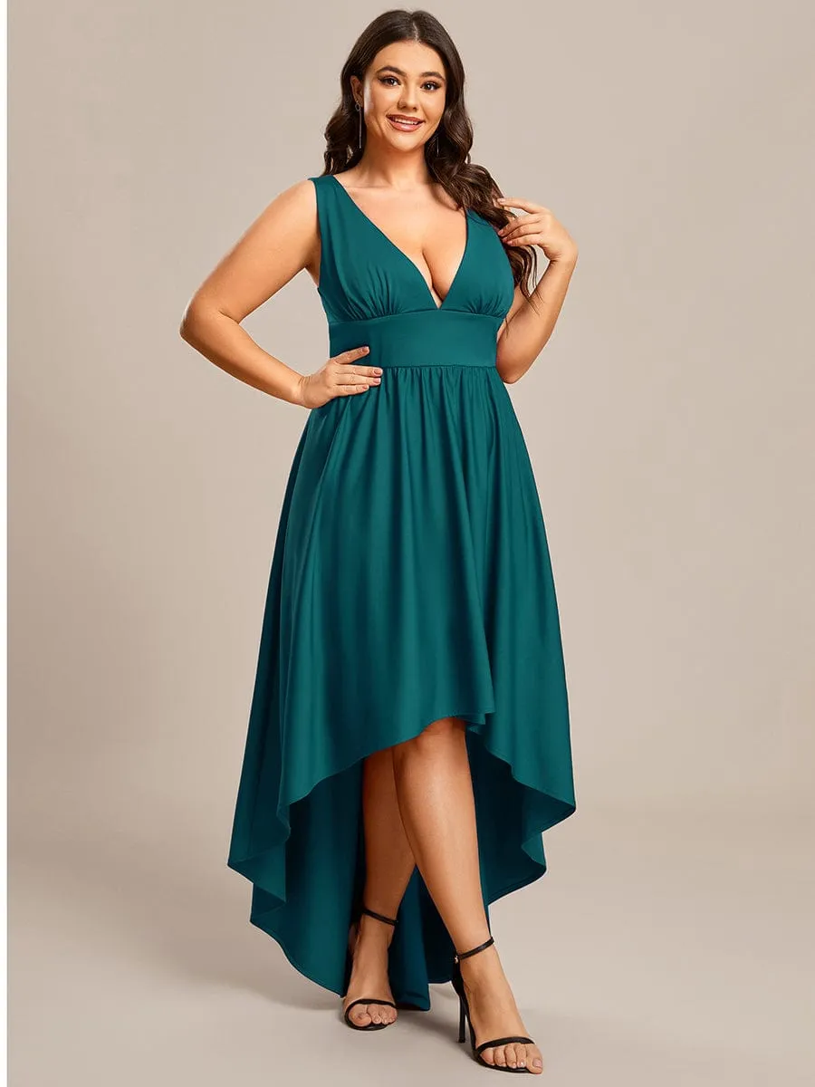 Plus Size Elegant High-Low Sleeveless Empire Waist Bridesmaid Dress