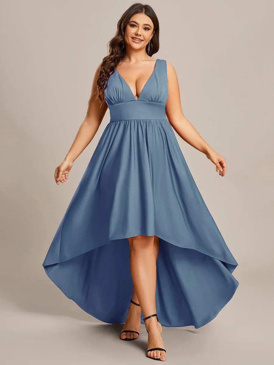 Plus Size Elegant High-Low Sleeveless Empire Waist Bridesmaid Dress