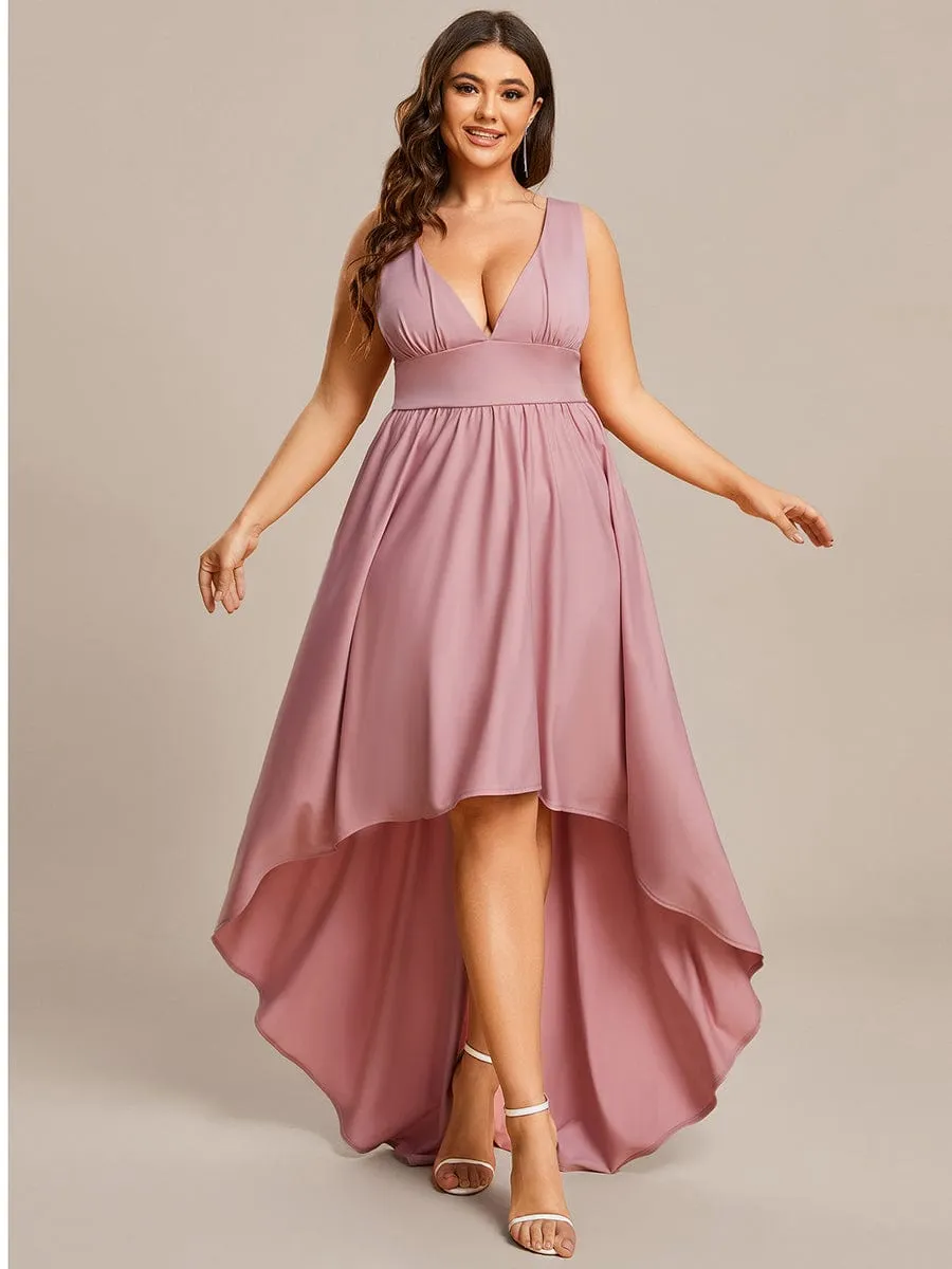 Plus Size Elegant High-Low Sleeveless Empire Waist Bridesmaid Dress