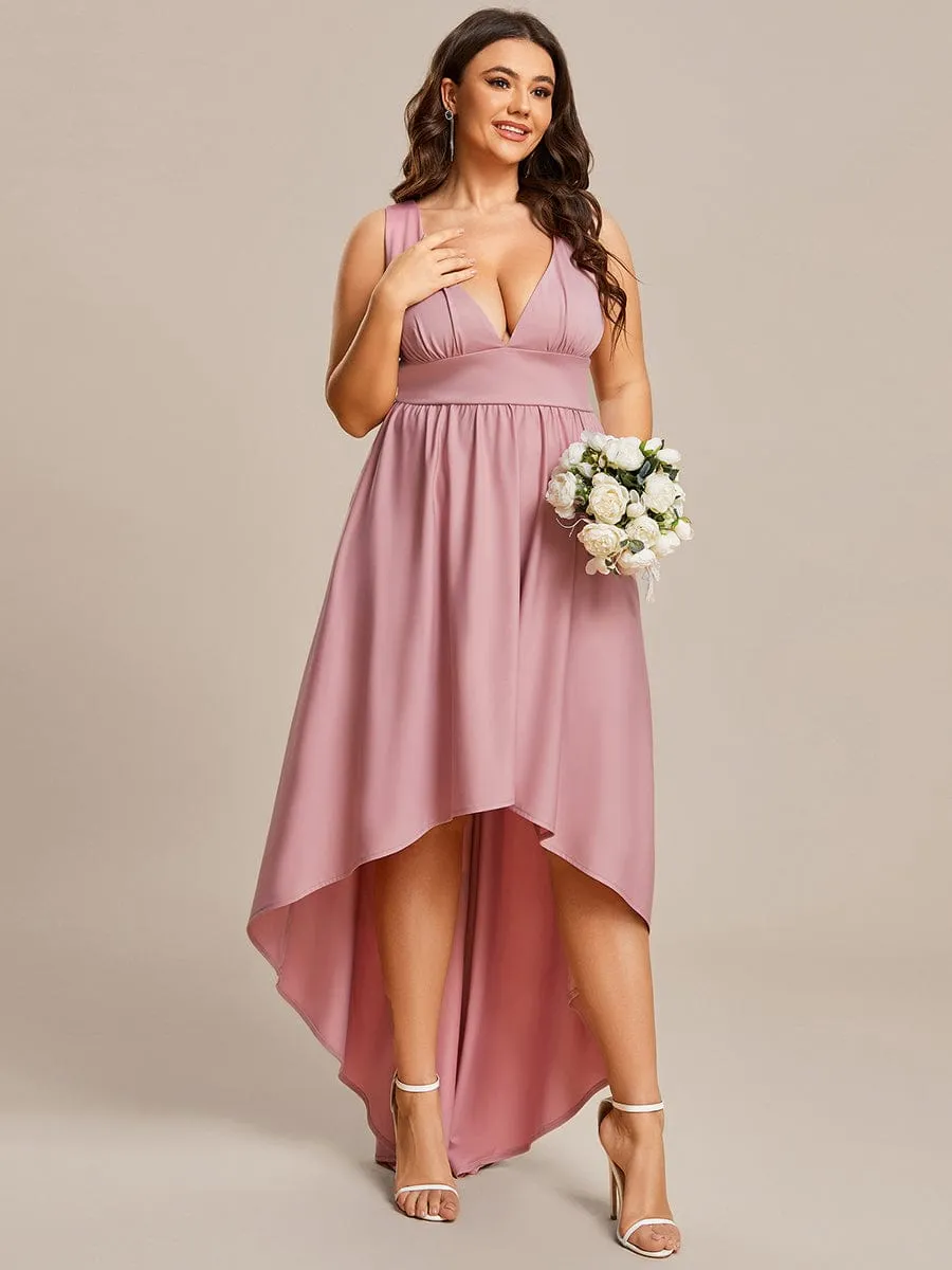 Plus Size Elegant High-Low Sleeveless Empire Waist Bridesmaid Dress