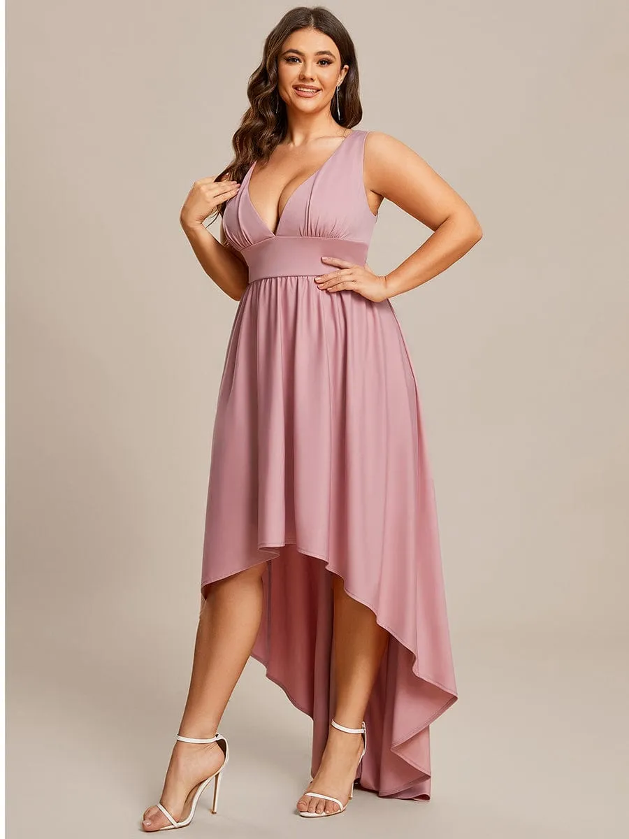 Plus Size Elegant High-Low Sleeveless Empire Waist Bridesmaid Dress