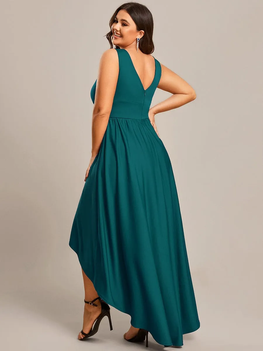 Plus Size Elegant High-Low Sleeveless Empire Waist Bridesmaid Dress