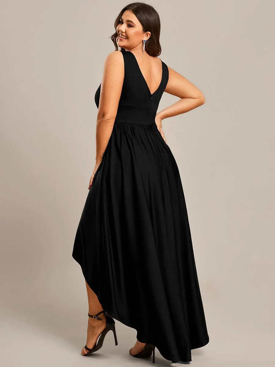 Plus Size Elegant High-Low Sleeveless Empire Waist Bridesmaid Dress