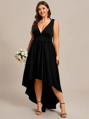 Plus Size Elegant High-Low Sleeveless Empire Waist Bridesmaid Dress