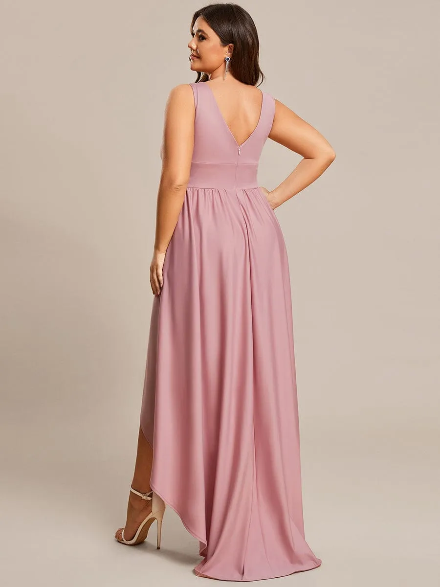 Plus Size Elegant High-Low Sleeveless Empire Waist Bridesmaid Dress