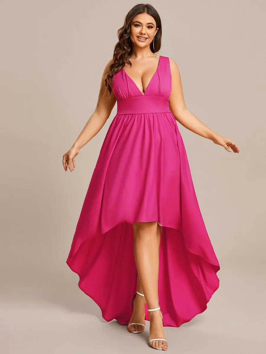 Plus Size Elegant High-Low Sleeveless Empire Waist Bridesmaid Dress