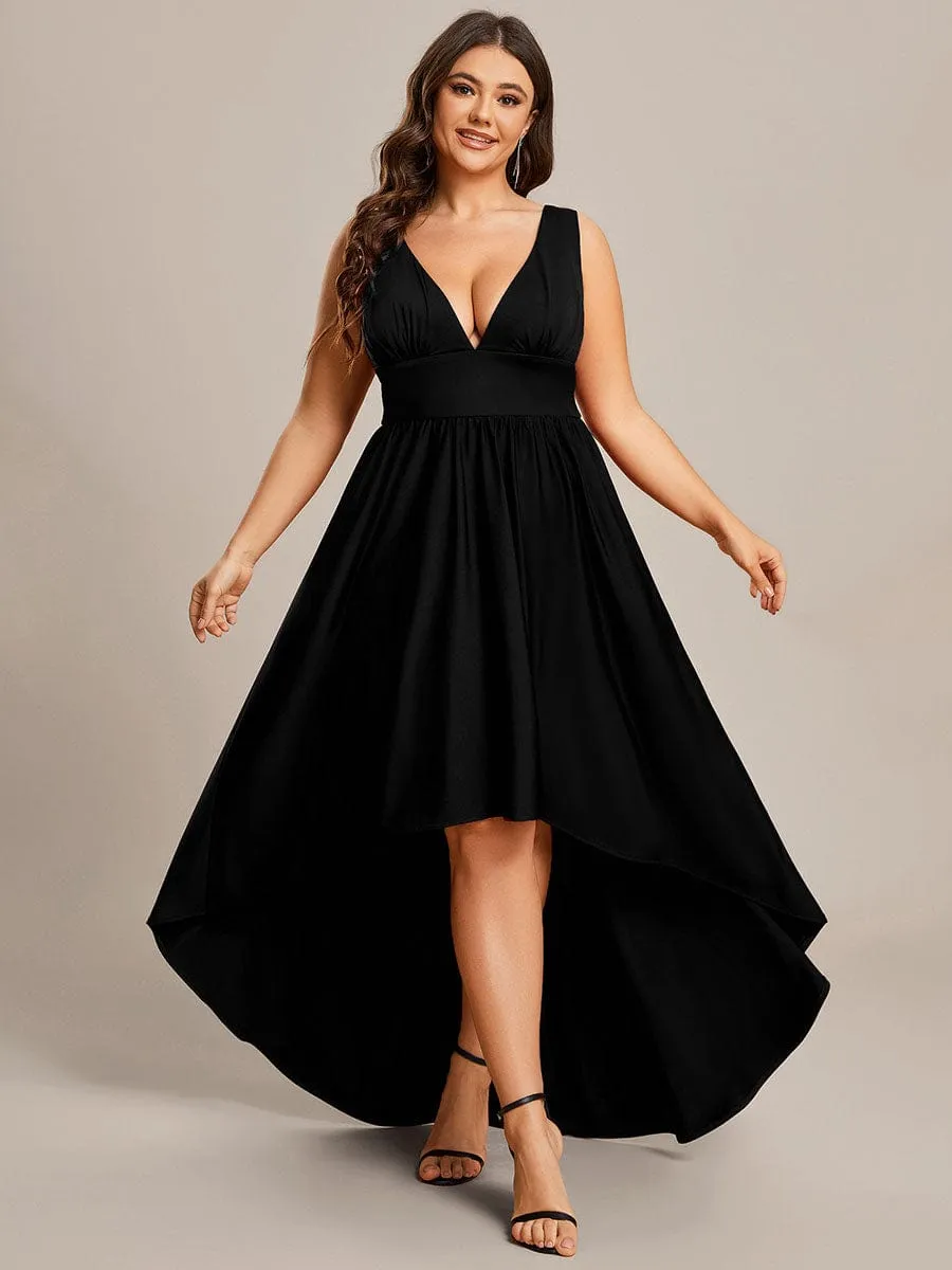 Plus Size Elegant High-Low Sleeveless Empire Waist Bridesmaid Dress