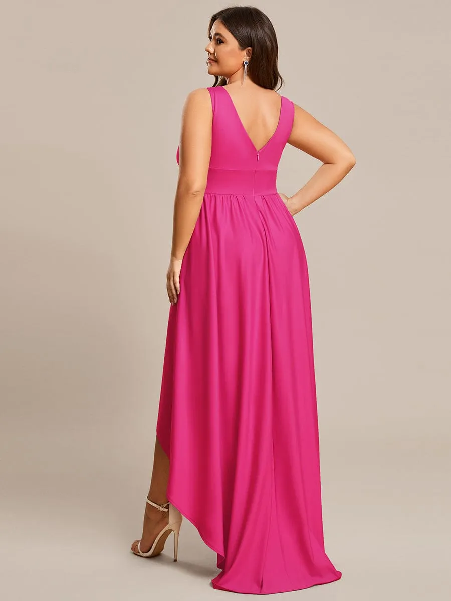 Plus Size Elegant High-Low Sleeveless Empire Waist Bridesmaid Dress