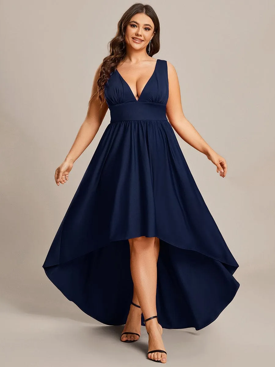 Plus Size Elegant High-Low Sleeveless Empire Waist Bridesmaid Dress