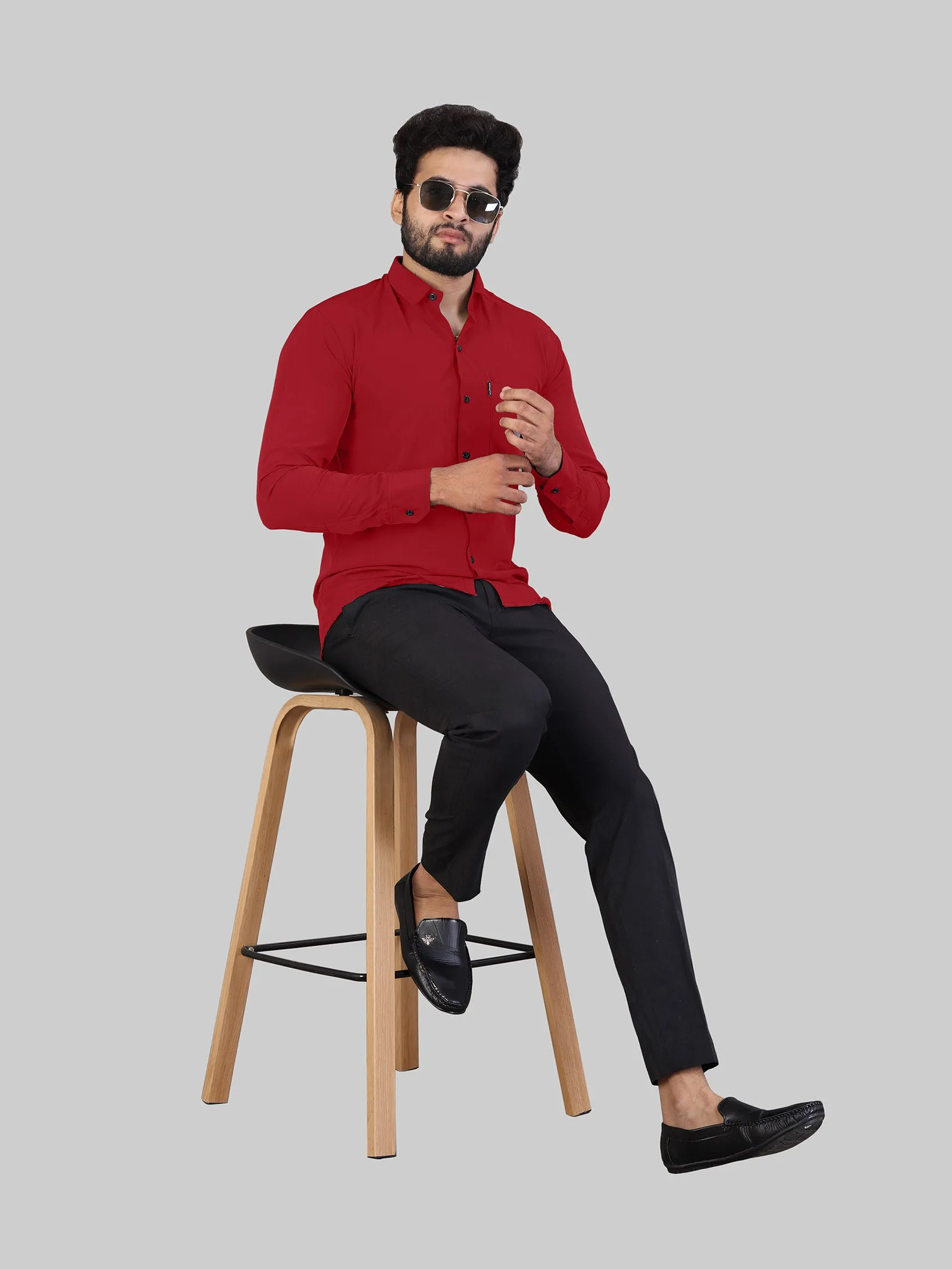 Red Expandable Full Sleeve Shirt