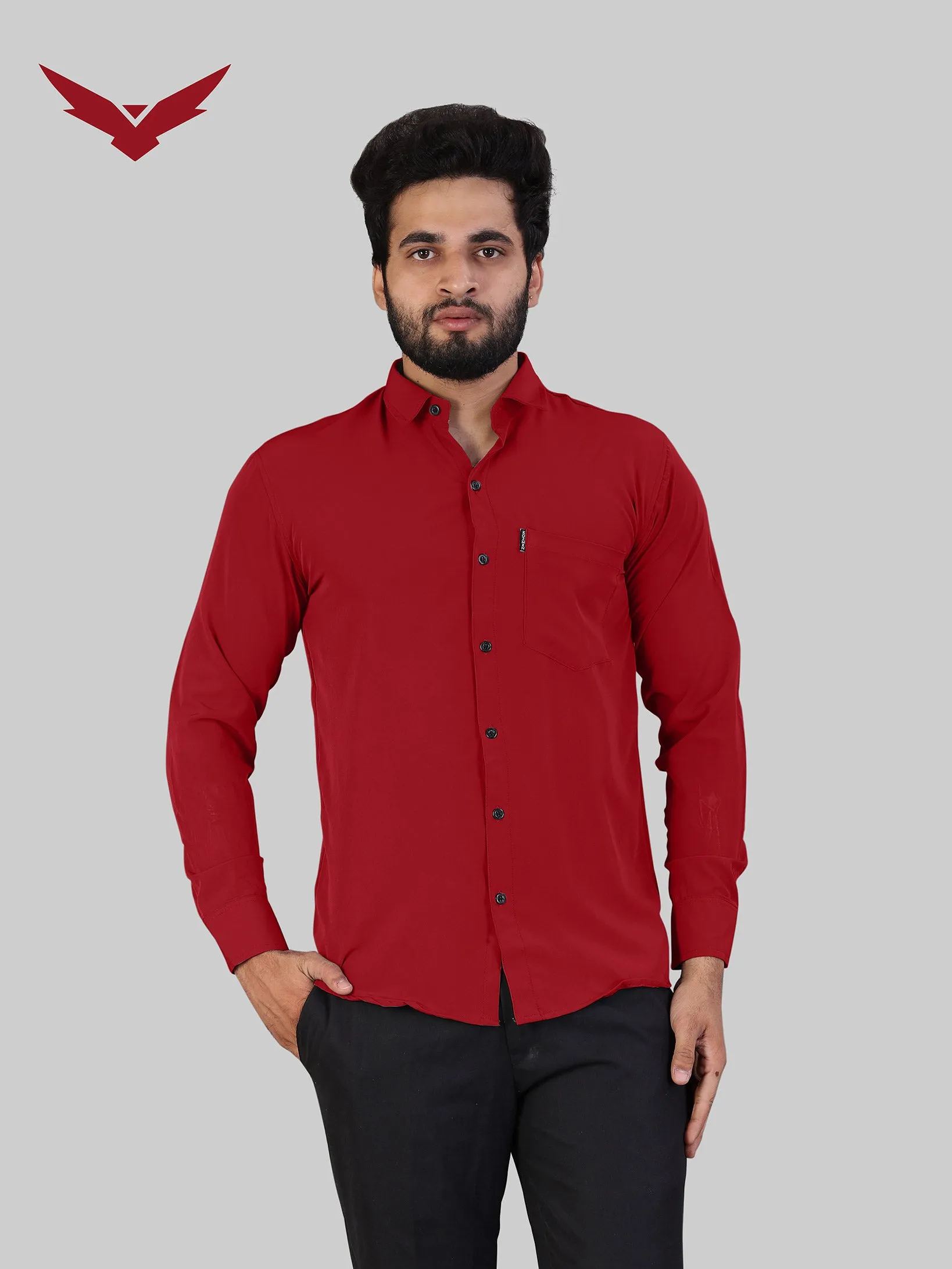 Red Expandable Full Sleeve Shirt