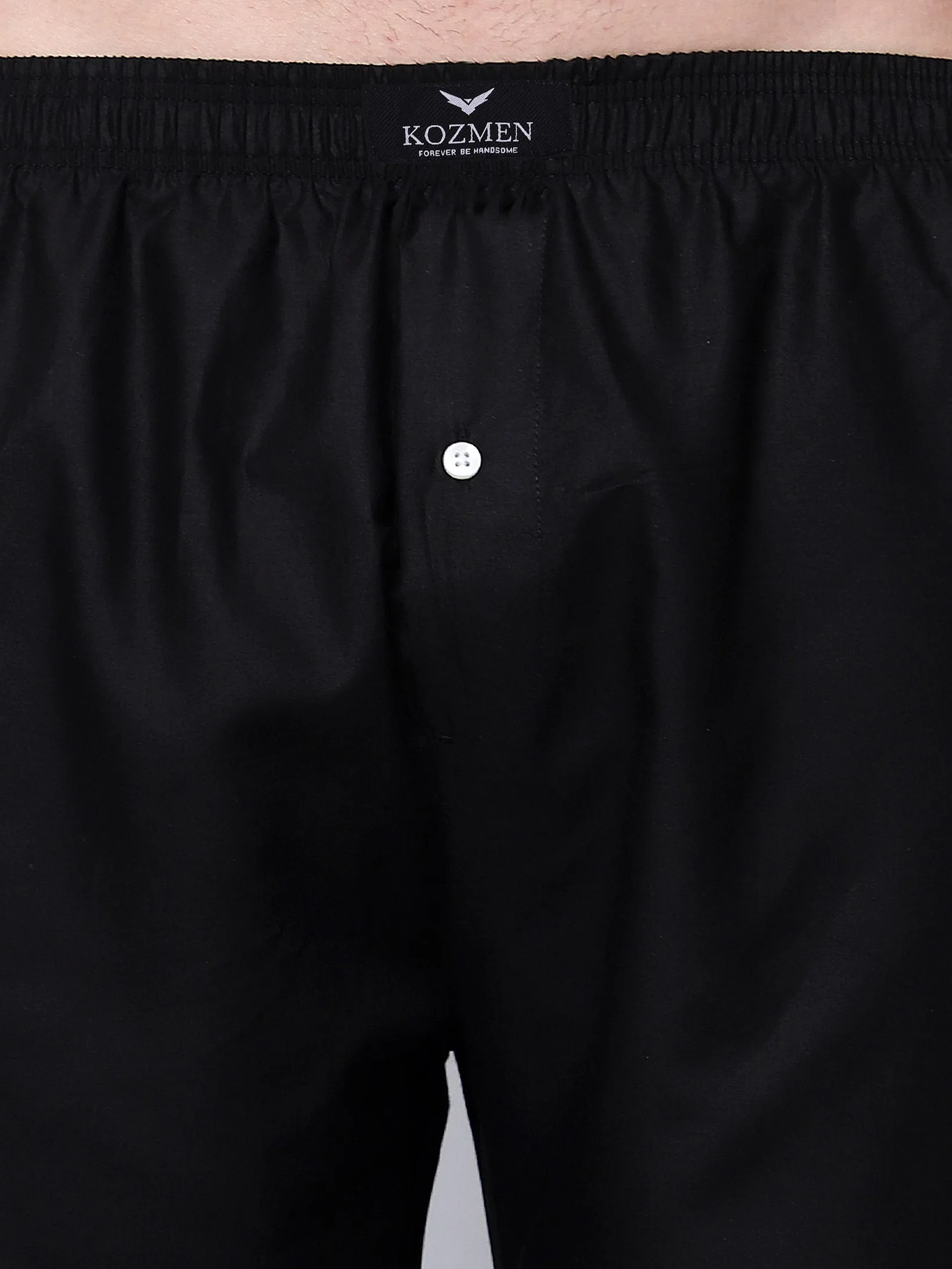 Shiny Black Cotton Boxer