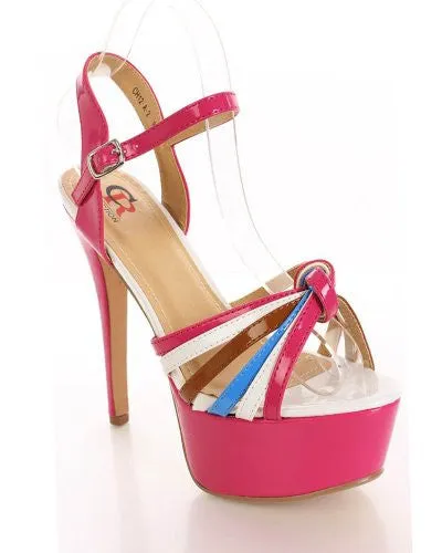 Shiny Patent Strappy Platform Sandals Heels