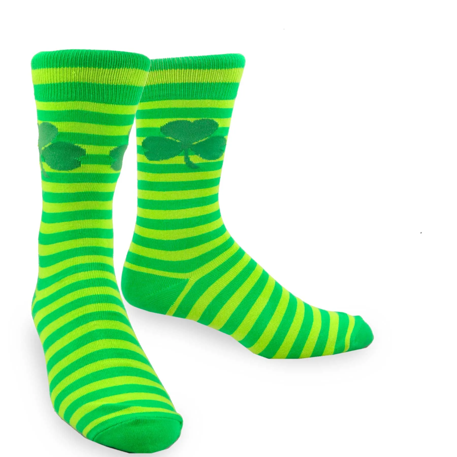 TeeHee Socks Men's St. Patrick's Day Cotton Crew Shamrock Stripe 2-Pack (50589)