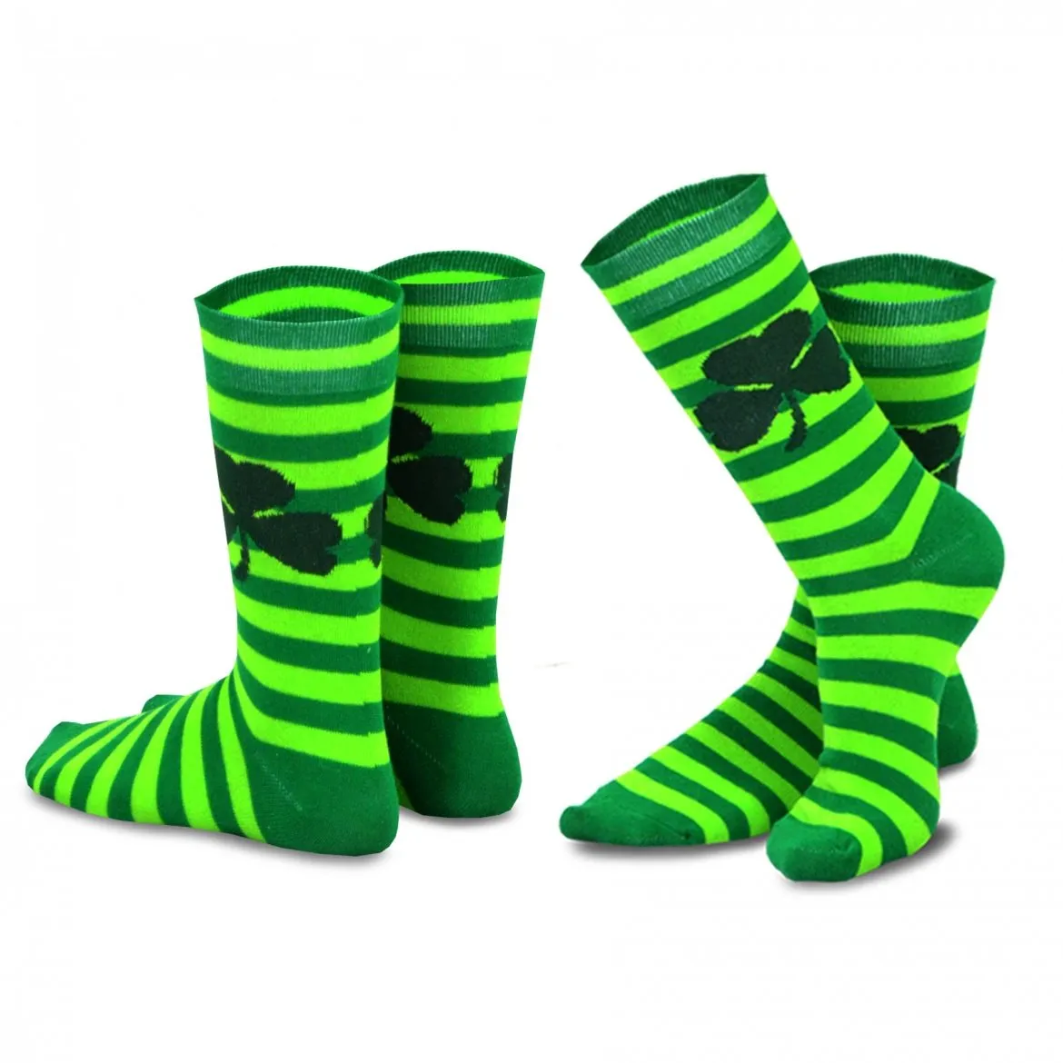 TeeHee Socks Men's St. Patrick's Day Cotton Crew Shamrock Stripe 2-Pack (50589)