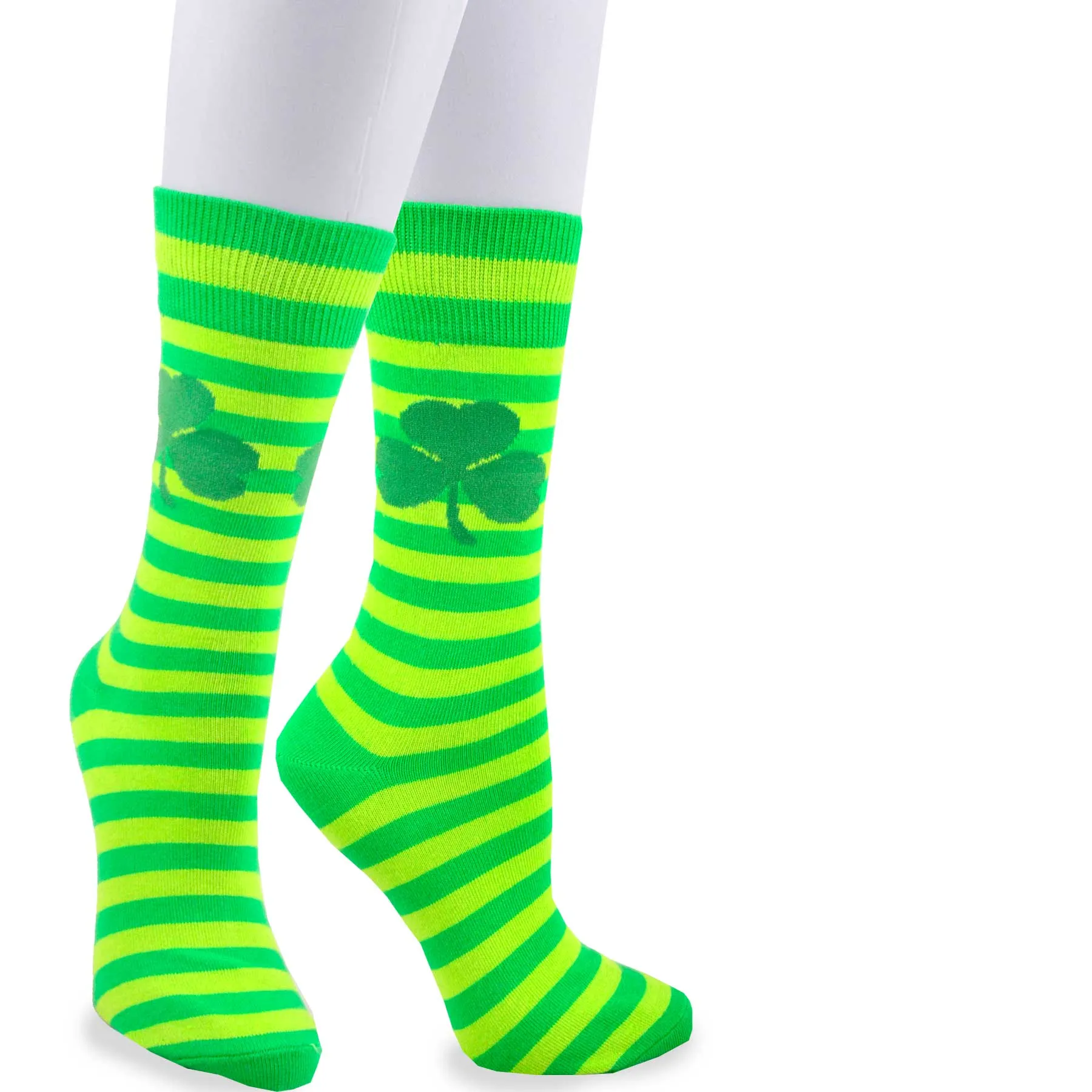 TeeHee Socks Men's St. Patrick's Day Cotton Crew Shamrock Stripe 2-Pack (50589)