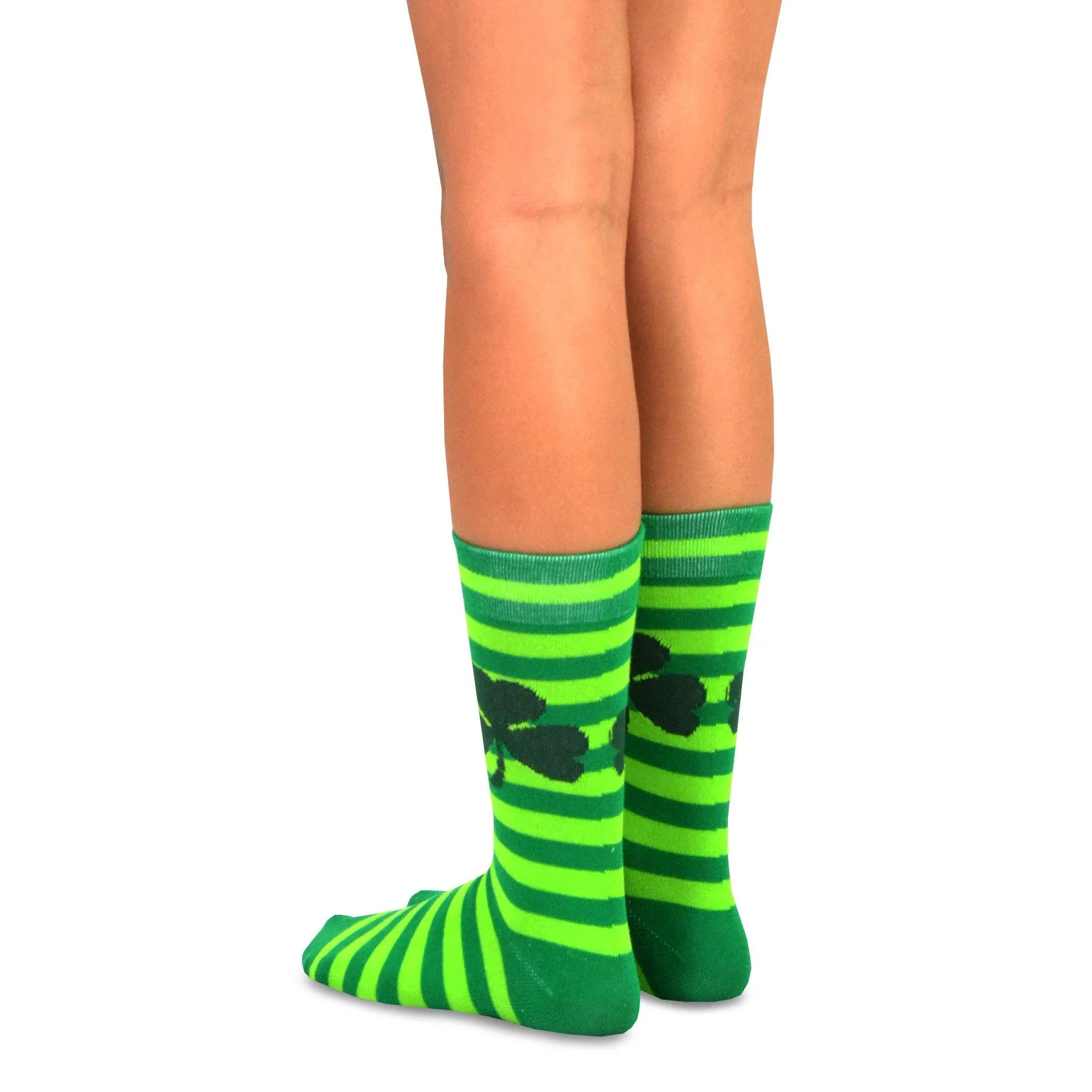 TeeHee Socks Men's St. Patrick's Day Cotton Crew Shamrock Stripe 2-Pack (50589)