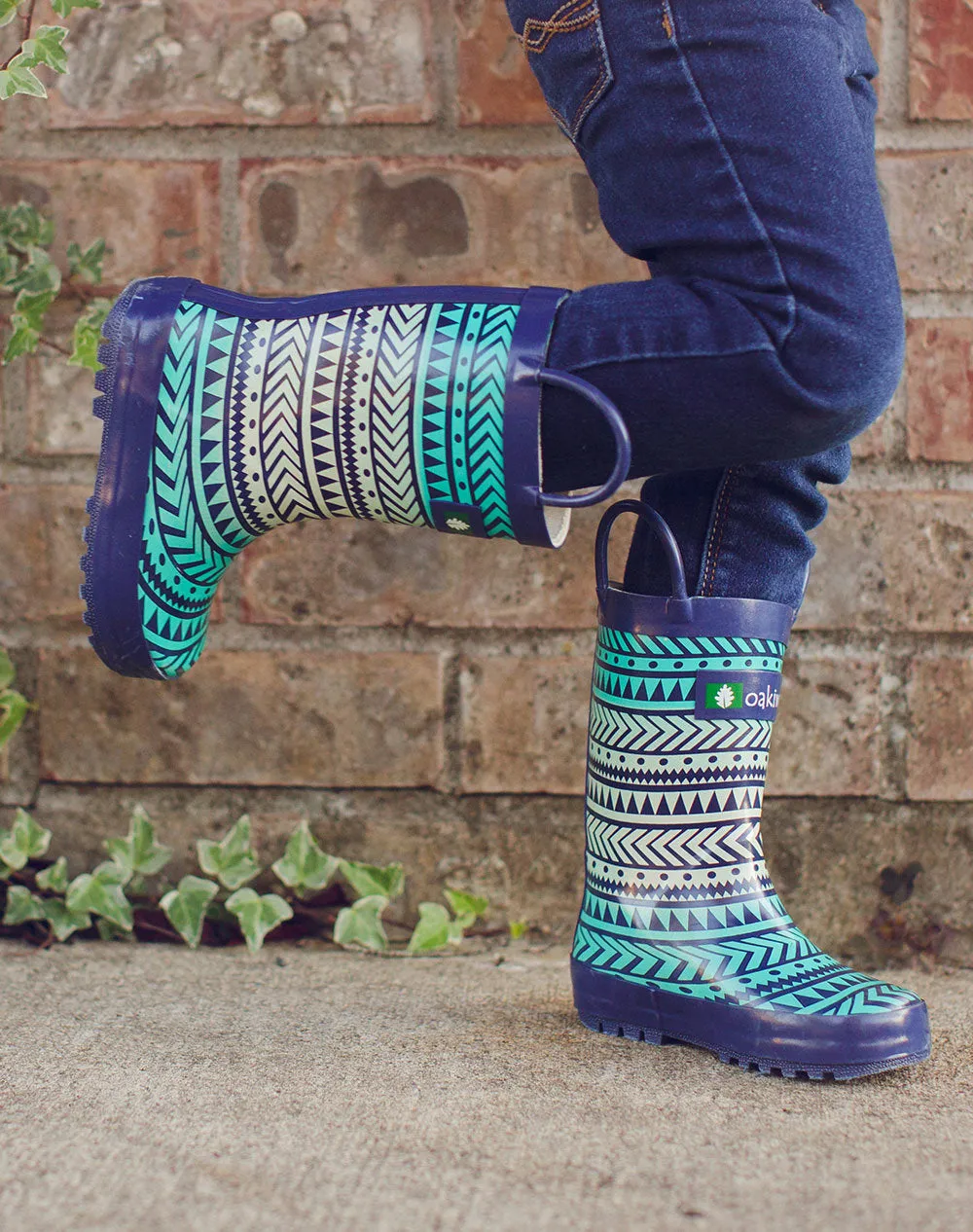 Tribal Loop Handle Rubber Rain Boots